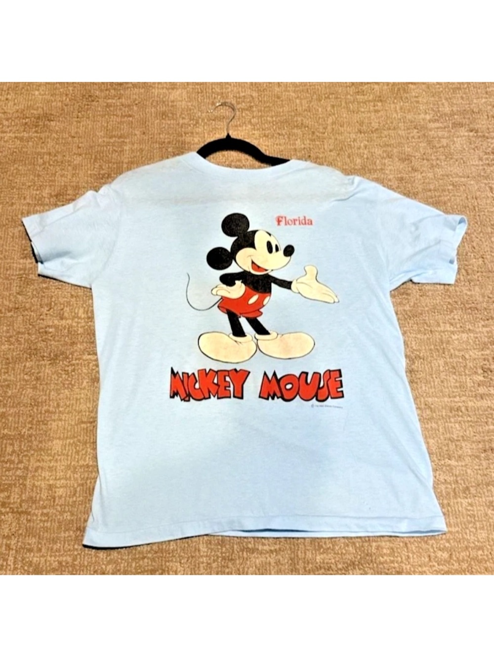 Vintage 80s Disney Mickey Mouse Florida T-Shirt Light Blue